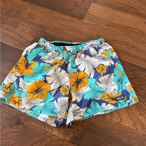 Patagonia Women's Floral Shorts - Blue and Orange